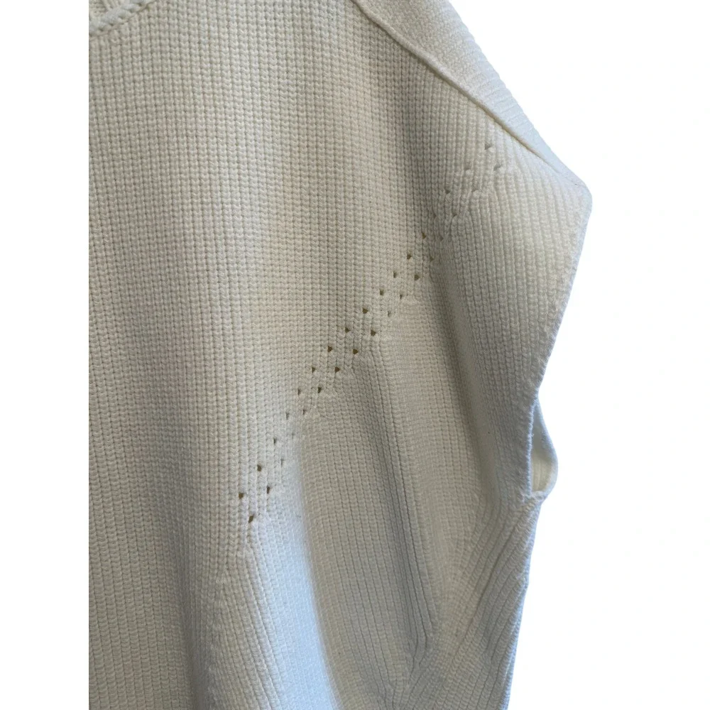 Maeve Anthropologie Womens Large Ivory Oversized Crew Neck Knit Sweater Vest - Picture 2 of 7